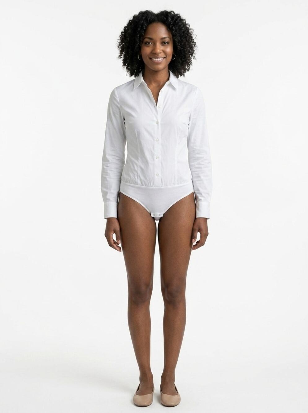 Express Ultimate Essential Shirt Bodysuit Long Sleeve Fitted Women Size L